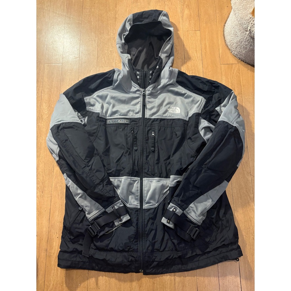 The North Face Steep Tech Apogee Jacket Mens XXL Black Grey Colorblock Hooded